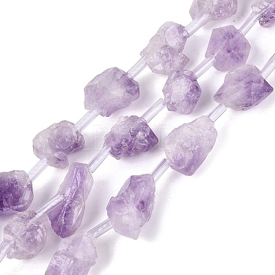 Raw Rough Natural Amethyst Beads Strands G-Q610-04-1