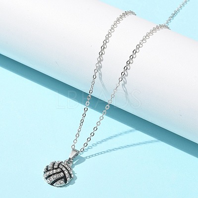 Zinc Alloy Crystal Rhinestone Sport Ball Pendant Cable Chain Necklaces LS-NJEW-U024-01P-04-1