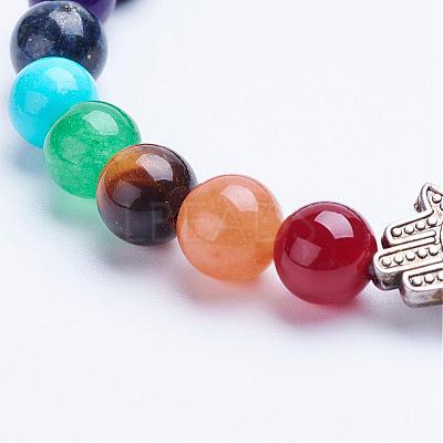 Natural Black Agate(Dyed & Heated) Beaded Stretch Bracelets BJEW-P072-F06-1