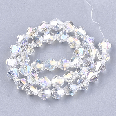 Electroplate Glass Beads Strands EGLA-Q118-8mm-B17-1
