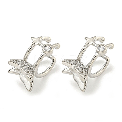 Brass Micro Pave Cubic Zirconia Cuff Earrings EJEW-C104-055P-1
