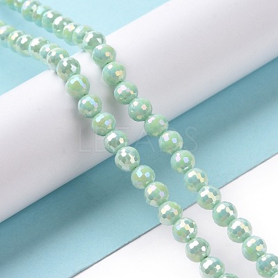 Electroplate Opaque Solid Color Glass Beads Strands GLAA-E036-10D-1