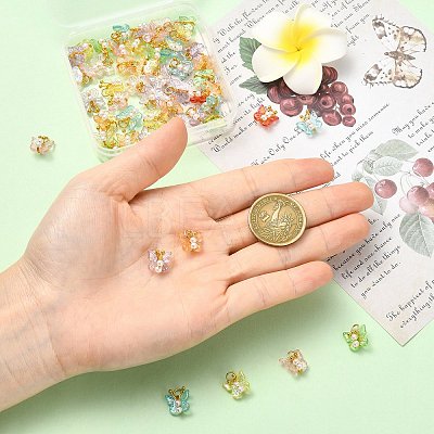 50Pcs Transparent Acrylic with ABS Plastic Pearl Charms PALLOY-CJ00181-1