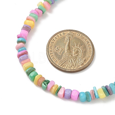 Natural Dyed Freshwater Shell Colorful Nuggets Beaded Necklaces for Women NJEW-JN05434-1