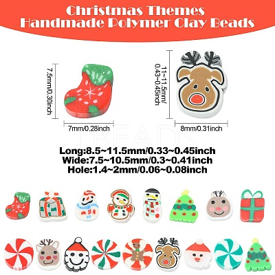 200Pcs Christmas Themes Handmade Polymer Clay Beads CLAY-CJ0001-95-1