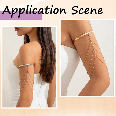2Pcs 2 Colors Iron and Brass Upper Arm Bangles BJEW-CY0001-11B-1