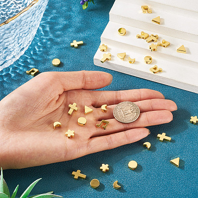 36Pcs 6 Styles Brass Beads KK-TA0002-07-1