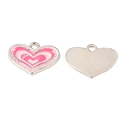 Pink Alloy Enamel Heart Charm Pendants Great for Mother's Day Gifts Making X-ENAM-19.5X19.5-1