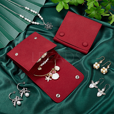 2Pcs Microfiber Cloth Jewelry Storage Bags with Brass Button ABAG-BBC0001-17B-01-1