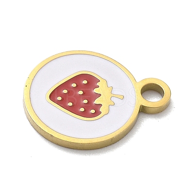 304 Stainless Steel Fruit Enamel Pendants STAS-G362-04G-07-1
