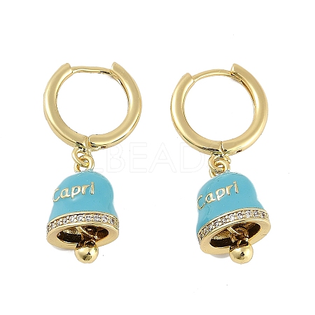 Bell Brass & Enamel Hoop Earrings for Women EJEW-U015-25G-B-1