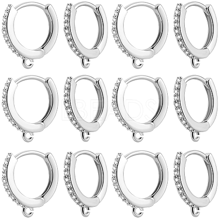 12Pcs Brass Micro Pave Clear Cubic Zirconia Huggie Hoop Earring Findings EJEW-BBC0001-25P-1