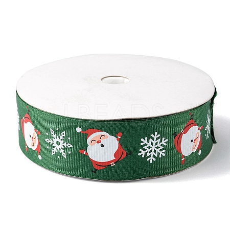 1 Roll Christmas Printed Polyester Grosgrain Ribbons OCOR-YW0001-05B-1