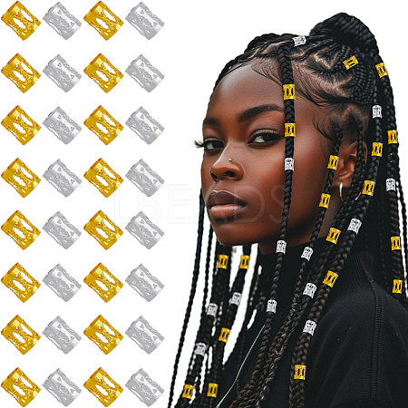 300Pcs 2 Colors Aluminum Dreadlocks Beads Hair Decoration ALUM-PA0001-02-1