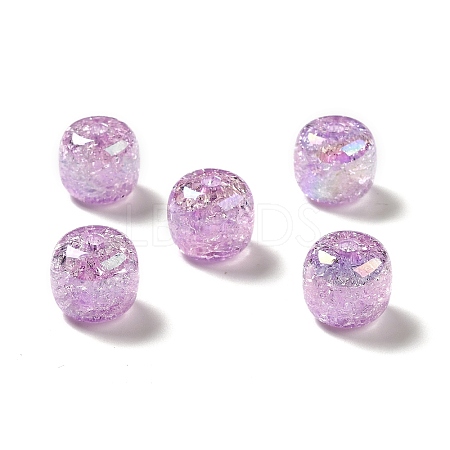 UV Plating Rainbow Iridescent Crackle Acrylic Beads PACR-M002-04E-1