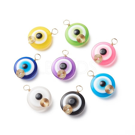 Transparent Evil Eye Resin Pendants PALLOY-JF01846-01-1