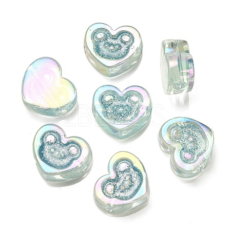 UV Plating Rainbow Iridescent Acrylic Beads OACR-G012-11B-1