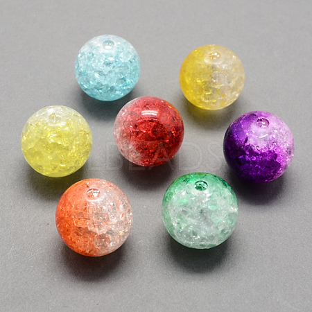 Two Tone Transparent Crackle Acrylic Beads X-CACR-R009-10mm-M-1