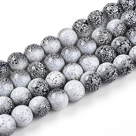 Transparent Baking Paint Glass Beads Strands DGLA-N009-8mm-09-1