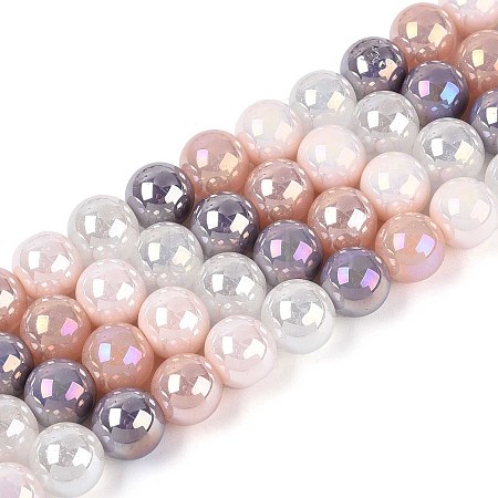 Electroplate Glass Beads Strands X-EGLA-N019-10mm-01-1