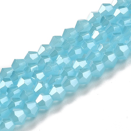 Imitation Jade Electroplate Glass Beads Strands GLAA-F029-J4mm-C03-1