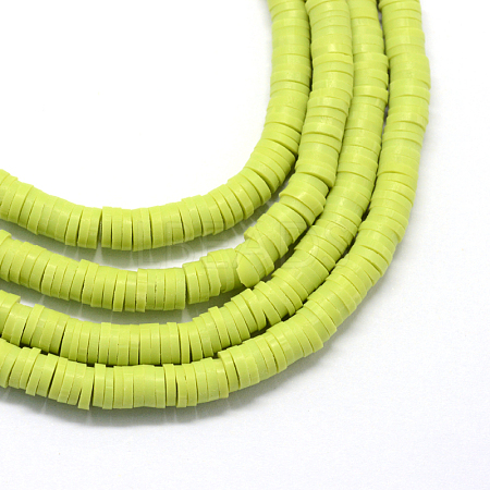 Flat Round Handmade Polymer Clay Bead Spacers X-CLAY-R067-4.0mm-10-1