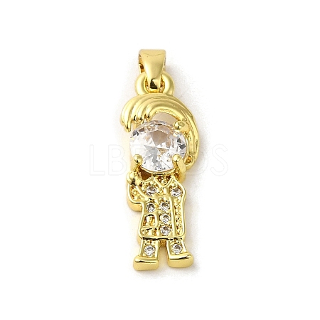 Rack Plating Brass Micro Pave CLear Cubic Zirconia Pendants KK-C053-07A-G-1