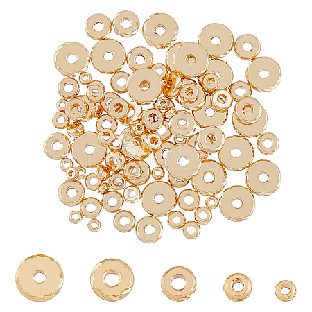 SUPERFINDINGS 100Pcs 5 Style Brass Beads KK-FH0005-35G-1