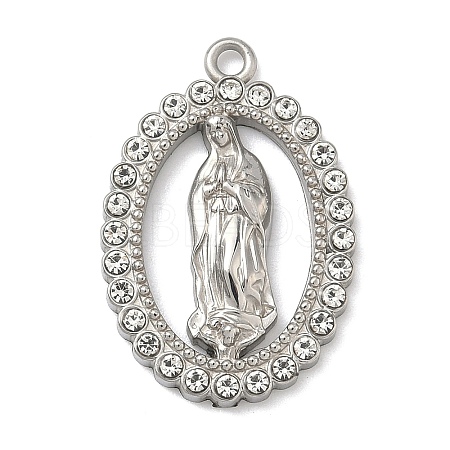 304 Stainless Steel & Rhinestone Pendants STAS-G371-09B-01P-1