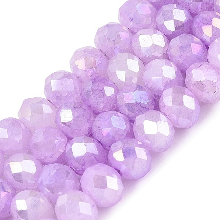 Electroplate Crackle Imitation Jade Glass Beads Strands LS-EGLA-Q131-02C-04-1