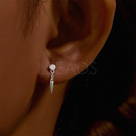 Cone Tassel 925 Sterling Silver Micro Pave Clear Cubic Zirconia Cartilage Earrings FS-WGA2317-10-1