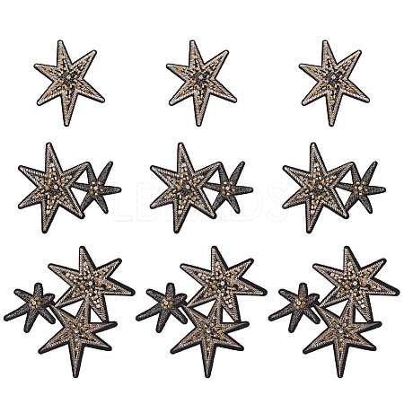 9Pcs 3 Styles Star Polyester Embroidery Appliques PATC-GA0001-51-1