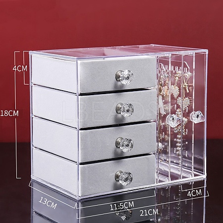 Rectangle 2 Vertical Drawers Transparent Plastic Jewelry Organizer Case WG65716-05-1