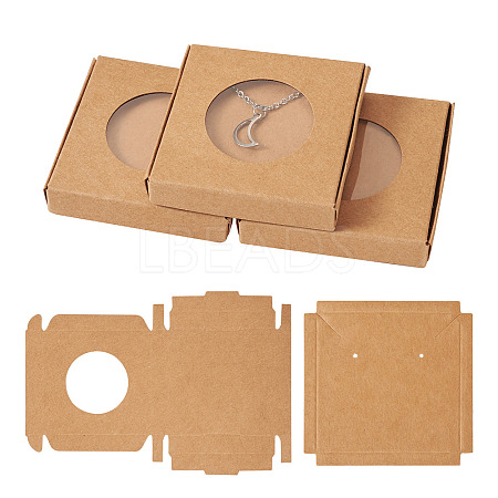 Square Kraft Paper Jewelry Storage Boxes CON-TAC0001-04C-1