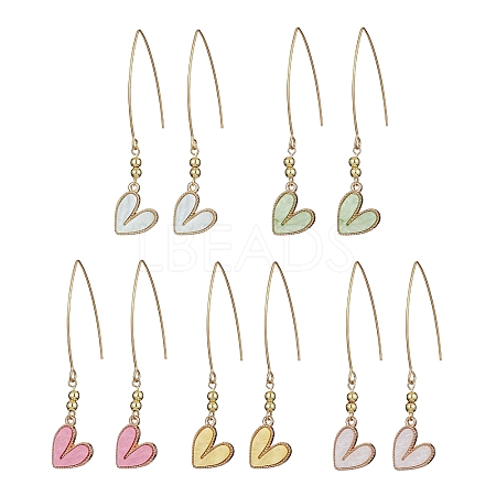 Alloy Heart with Acrylic Beaded Dangle Earrings EJEW-JE05348-1