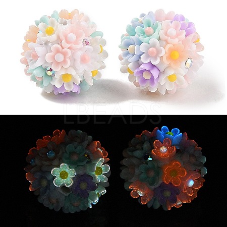 Handmade Luminous Polymer Clay Rhinestone Beads CLAY-H003-04A-1