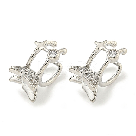 Brass Micro Pave Cubic Zirconia Cuff Earrings EJEW-C104-055P-1