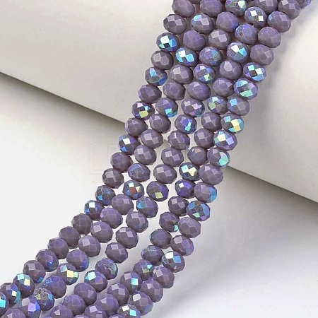 Electroplate Opaque Solid Color Glass Beads Strands EGLA-A034-P1mm-L10-1