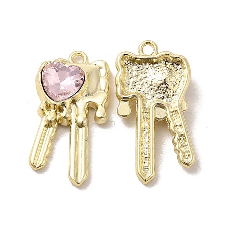 Glass Heart Key Pendants PALLOY-E024-29LG-02-1
