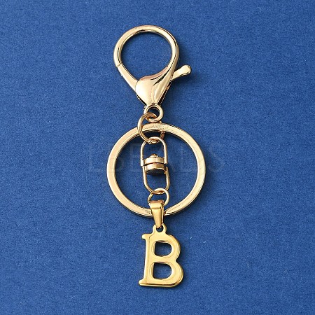 304 Stainless Steel Initial Letter Charm Keychains KEYC-YW00005-02-1