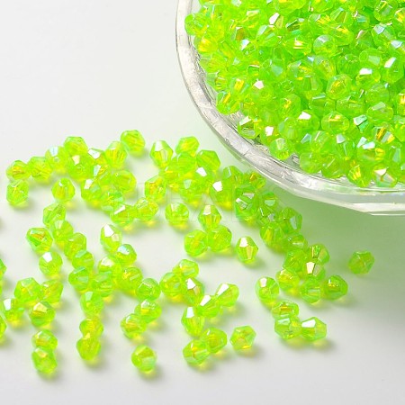 Bicone AB Color Plated Eco-Friendly Transparent Acrylic Beads TACR-A003-4mm-35-1
