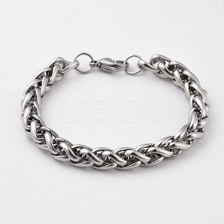 Unisex 304 Stainless Steel Wheat Chain Bracelets BJEW-JB04778-1