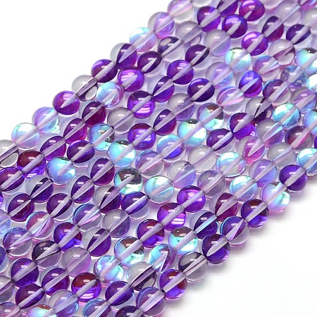 Synthetic Moonstone Beads Strands G-F143-10mm-05-1