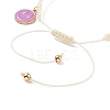 Round Glass Braided Bead Bracelet with Alloy Enamel Smiling Face Charm for Women BJEW-JB08233-04-5