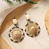 Bohemian Wood & Rattan Wood Woven Dangle Earrings WG21945-04-1