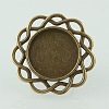 Vintage Adjustable Iron Finger Ring Components Alloy Flower Cabochon Bezel Settings PALLOY-O039-18AB-NF-2
