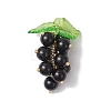 Natural Black Onyx(Dyed & Heated) Handmade Round Beaded Fruit Pendants PALLOY-MZ00791-03-1