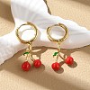 Cherry Brass Enamel Hoop Earrings EJEW-M077-14G-01-1