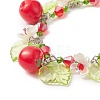 Teacher's Day Theme Resin Apple Charm Bracelets with Acrylic Leaf & Plastic Flower BJEW-JB09209-2