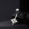 304 Stainless Steel Clear Cubic Zirconia Curved Barbell Belly Button Rings AJEW-D306-03P-03-1